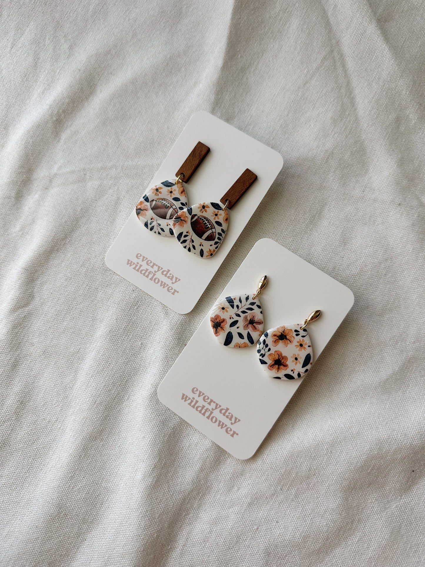 Floral Football Earrings
