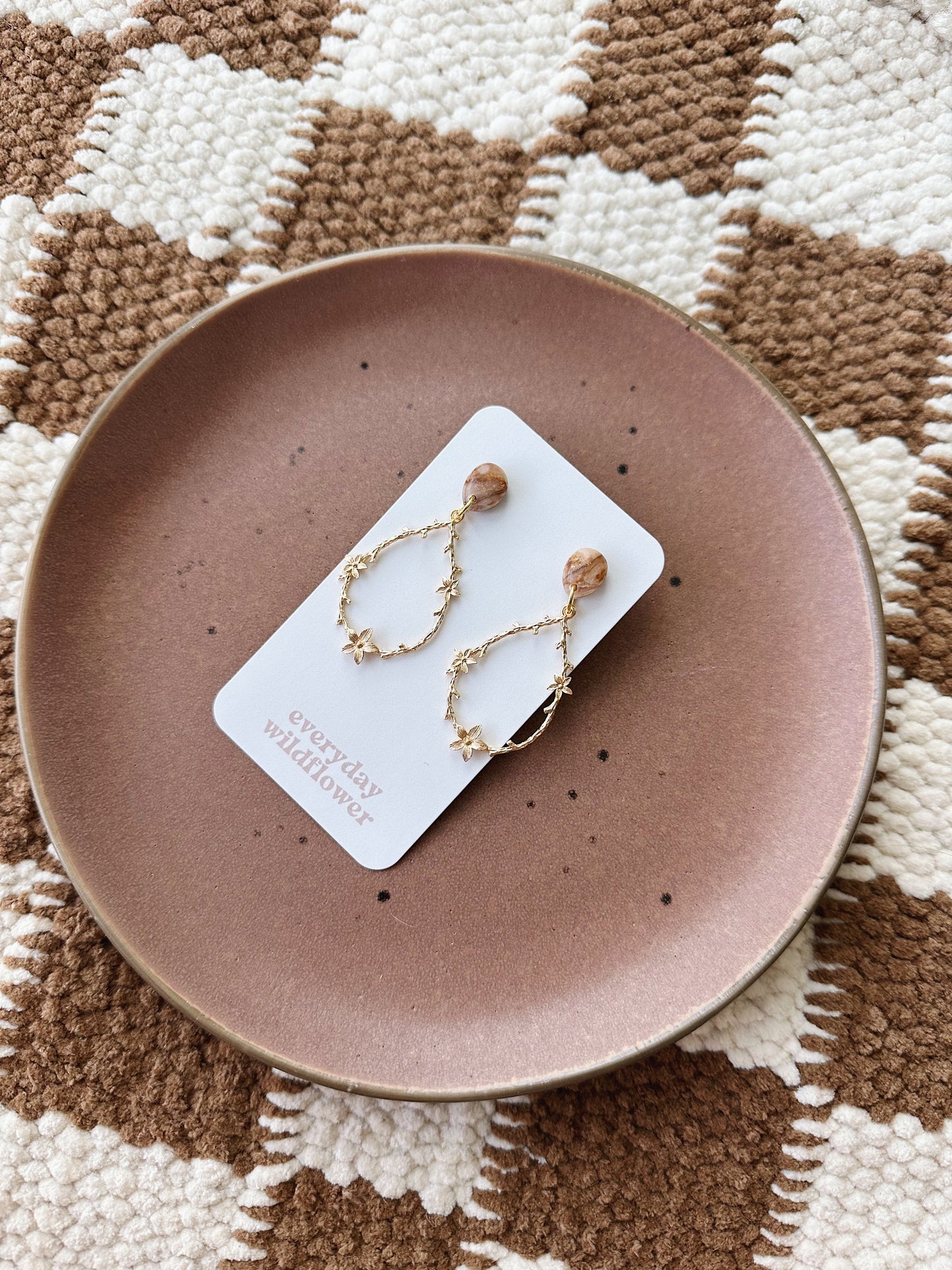 Marbled Mocha Floral Earrings