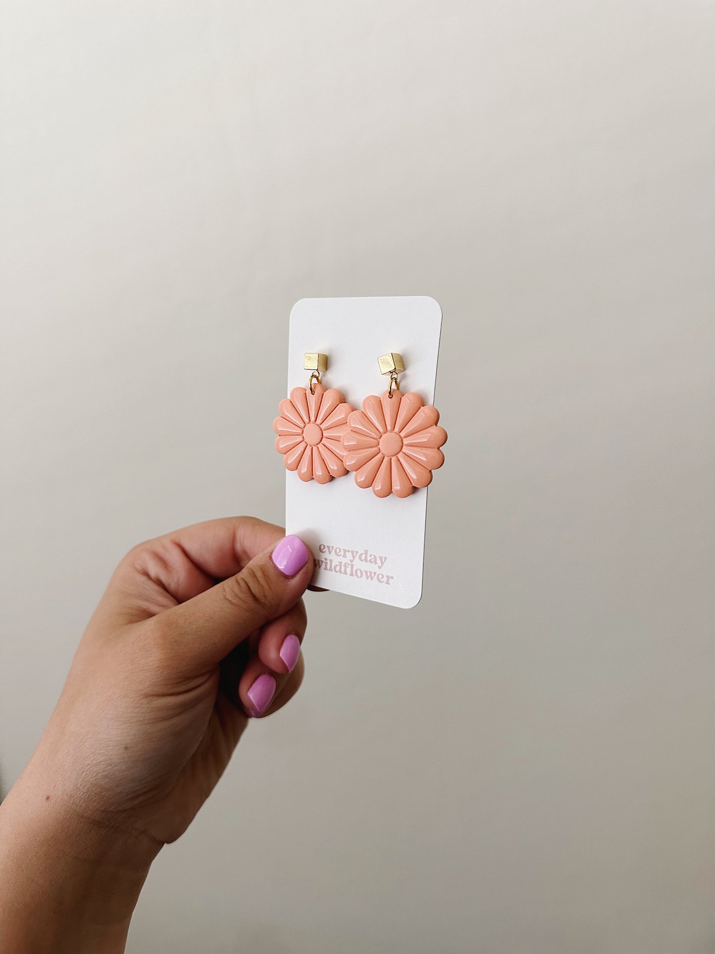 Peach Fizz Pink Flower Earrings