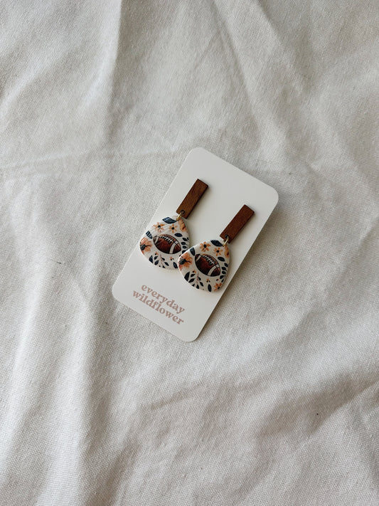 Floral Football Earrings
